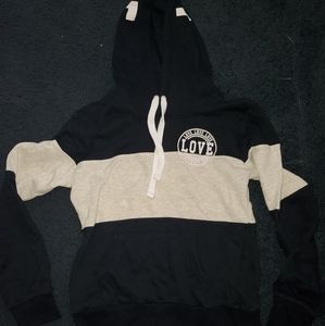 Reflex Sz M LOVE Hoodie Fleece Navy Blue and Gray